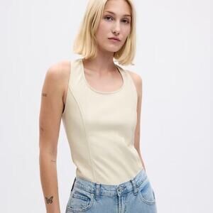 GAP Ivory Vegan Leather Bodysuit